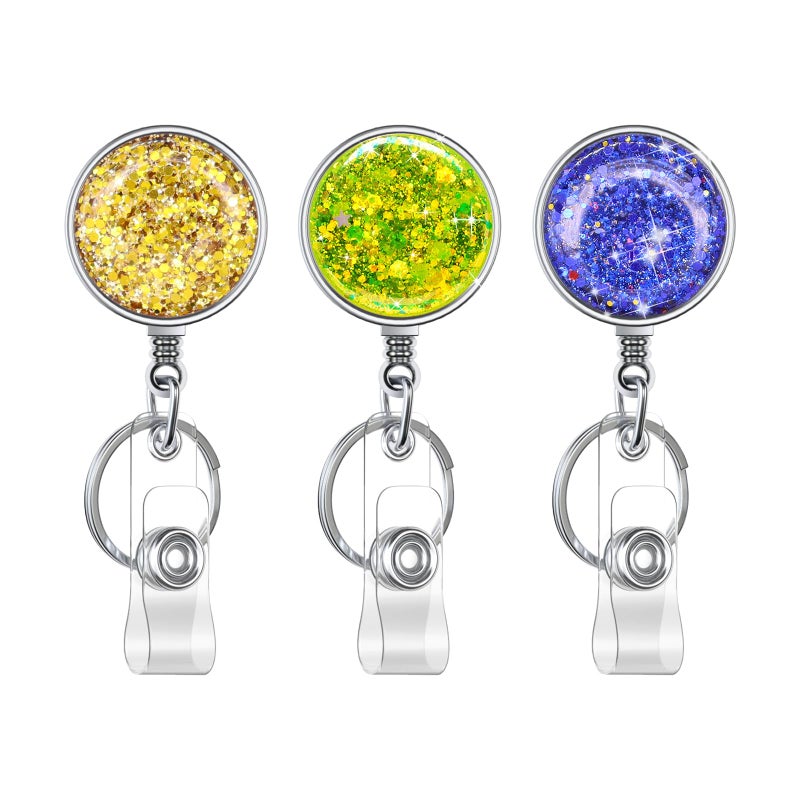 Boutilon Retractable Badge Holder, Retractable Badge Reels,Lightweight Plastic Badge Reel Card Holder with Key Ring Backing Belt Clip for Nurse,Volunteer,Teacher,Student(Frosted Powder 3pack) - Image 1